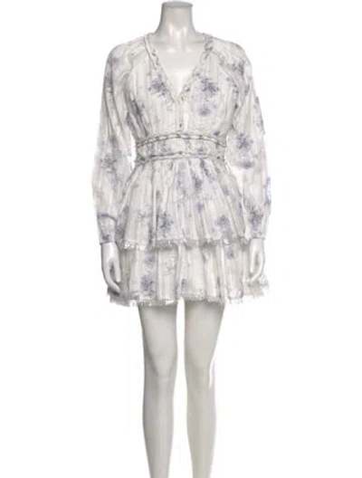Pre-owned Loveshackfancy Printed Mini Dress W/ Tags In White