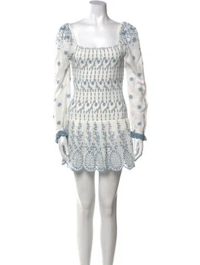 Pre-owned Loveshackfancy Printed Mini Dress In White