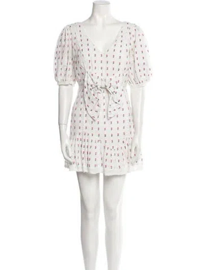 Pre-owned Loveshackfancy Printed Mini Dress In White