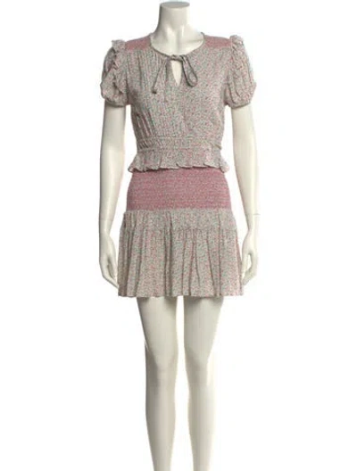 Pre-owned Loveshackfancy Printed Mini Dress In White