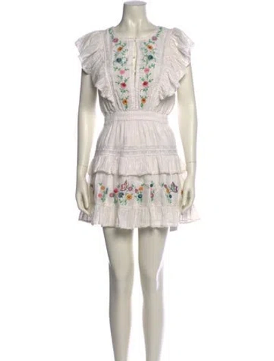 Pre-owned Loveshackfancy Printed Mini Dress In White