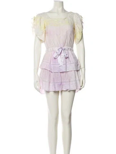 Pre-owned Loveshackfancy Printed Mini Dress In White