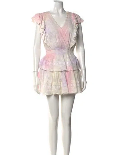 Pre-owned Loveshackfancy Printed Mini Dress In White
