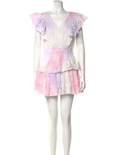 Pre-owned Loveshackfancy Printed Mini Dress In White