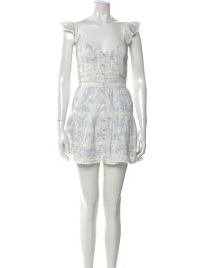 Pre-owned Loveshackfancy Printed Mini Dress In White