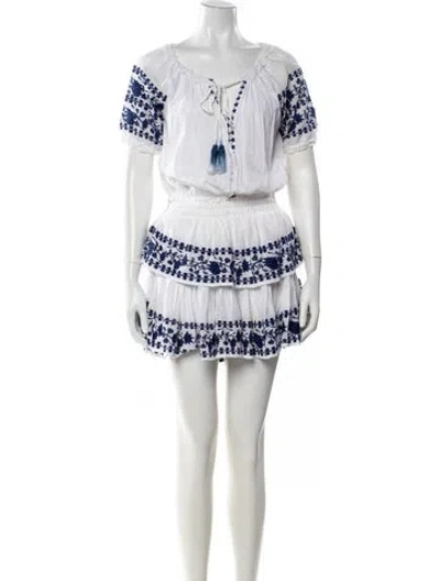 Pre-owned Loveshackfancy Printed Mini Dress In White