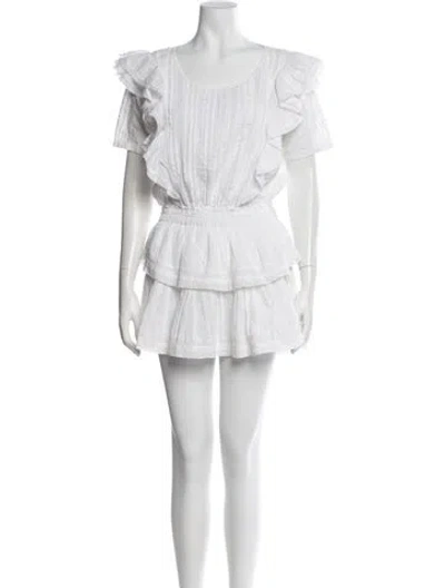 Pre-owned Loveshackfancy Printed Mini Dress In White