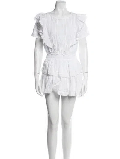 Pre-owned Loveshackfancy Printed Mini Dress In White