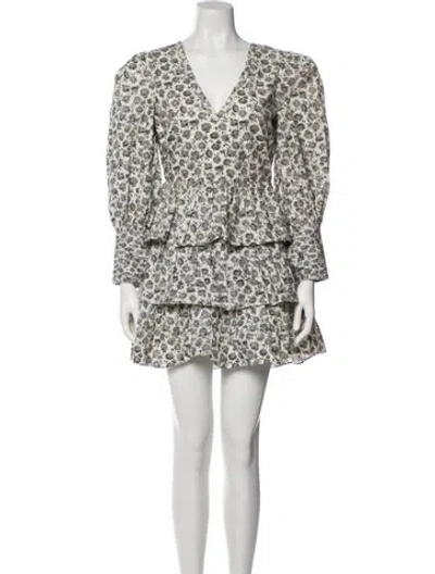 Pre-owned Loveshackfancy Printed Mini Dress In White