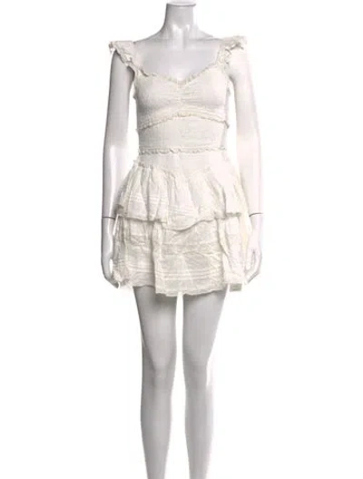 Pre-owned Loveshackfancy Printed Mini Dress In White