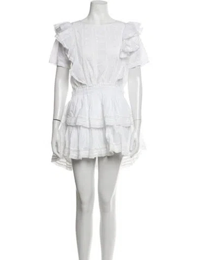 Pre-owned Loveshackfancy Printed Mini Dress In White