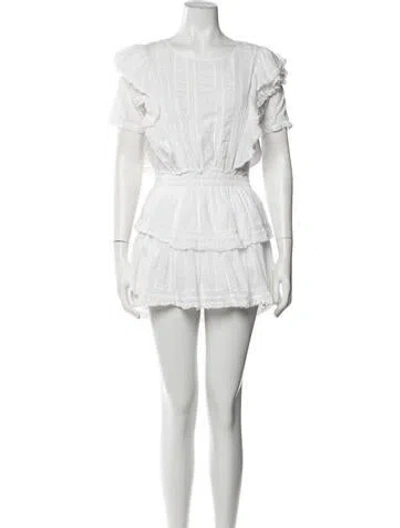 Pre-owned Loveshackfancy Printed Mini Dress In White