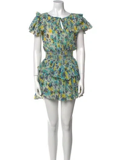 Pre-owned Loveshackfancy Printed Mini Dress In Yellow