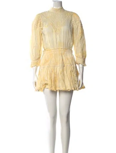 Pre-owned Loveshackfancy Printed Mini Dress In Yellow