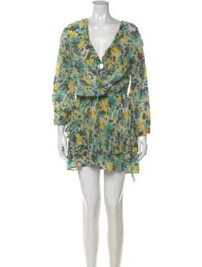 Pre-owned Loveshackfancy Printed Mini Dress In Yellow