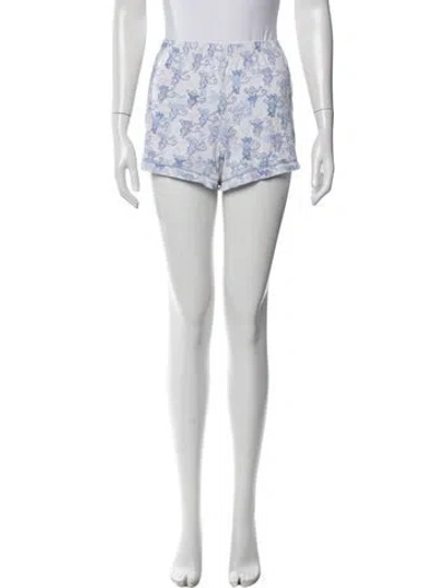 Pre-owned Loveshackfancy Printed Mini Shorts In Blue