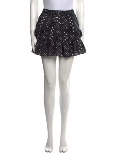 Pre-owned Loveshackfancy Printed Mini Skirt In Black