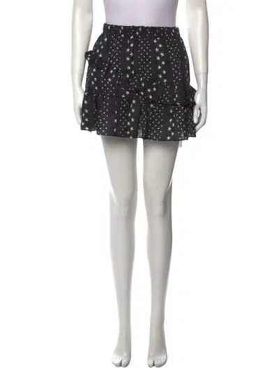 Pre-owned Loveshackfancy Printed Mini Skirt In Black