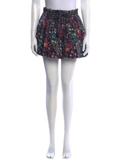 Pre-owned Loveshackfancy Printed Mini Skirt In Black