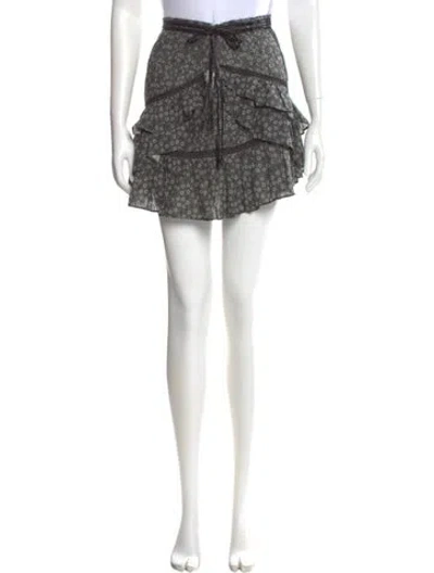 Pre-owned Loveshackfancy Printed Mini Skirt In Black