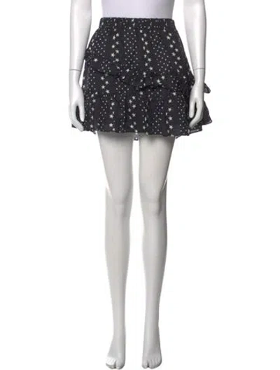 Pre-owned Loveshackfancy Printed Mini Skirt In Black