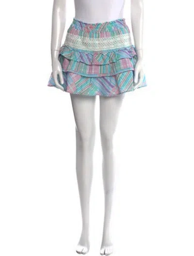 Pre-owned Loveshackfancy Printed Mini Skirt In Blue