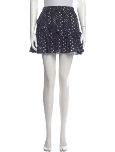 Pre-owned Loveshackfancy Printed Mini Skirt In Blue