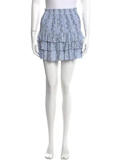 Pre-owned Loveshackfancy Printed Mini Skirt In Blue