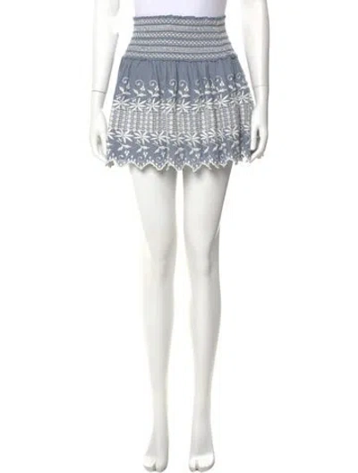 Pre-owned Loveshackfancy Printed Mini Skirt In Blue