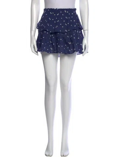 Pre-owned Loveshackfancy Printed Mini Skirt In Blue