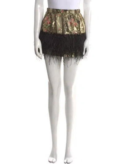 Pre-owned Loveshackfancy Printed Mini Skirt In Brown