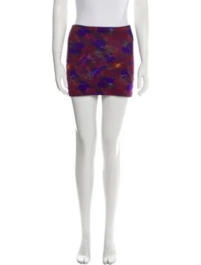 Pre-owned Loveshackfancy Printed Mini Skirt In Burgundy