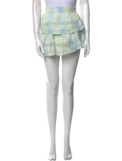 Pre-owned Loveshackfancy Printed Mini Skirt In Green
