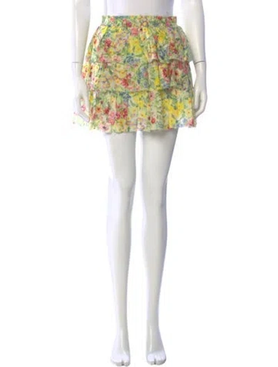 Pre-owned Loveshackfancy Printed Mini Skirt In Green