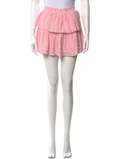 Pre-owned Loveshackfancy Printed Mini Skirt In Metallic/pink