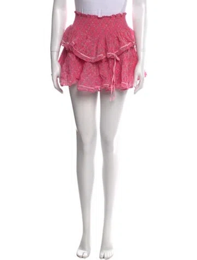 Pre-owned Loveshackfancy Printed Mini Skirt In Pink