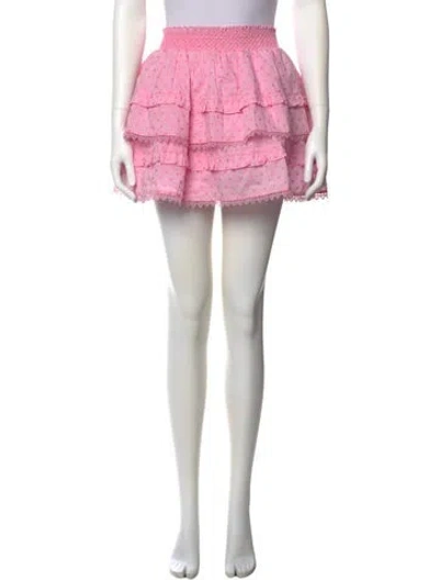 Pre-owned Loveshackfancy Printed Mini Skirt In Pink