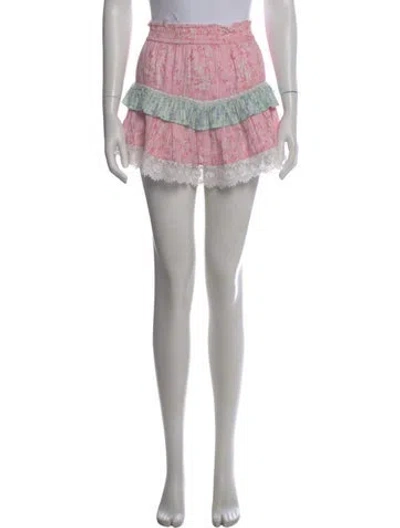 Pre-owned Loveshackfancy Printed Mini Skirt In Pink