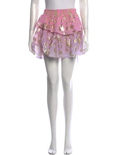 Pre-owned Loveshackfancy Printed Mini Skirt In Pink