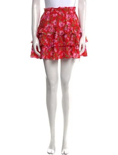 Pre-owned Loveshackfancy Printed Mini Skirt In Red