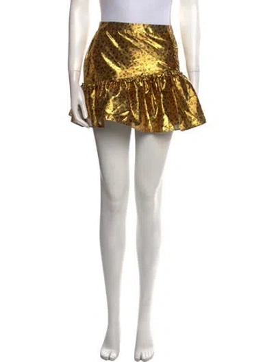 Pre-owned Loveshackfancy Printed Mini Skirt In Silver