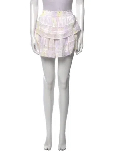 Pre-owned Loveshackfancy Printed Mini Skirt In White