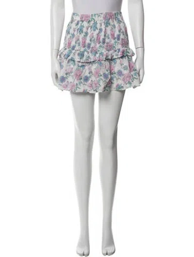 Pre-owned Loveshackfancy Printed Mini Skirt In White