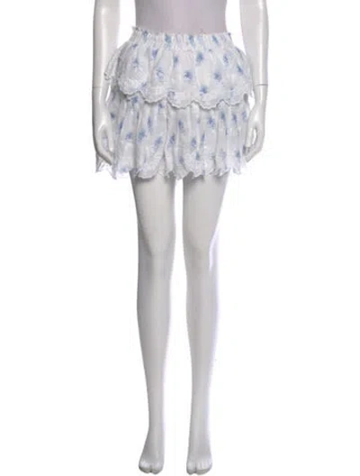 Pre-owned Loveshackfancy Printed Mini Skirt In White