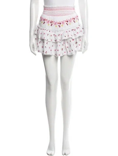 Pre-owned Loveshackfancy Printed Mini Skirt In White