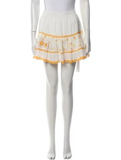 Pre-owned Loveshackfancy Printed Mini Skirt In White
