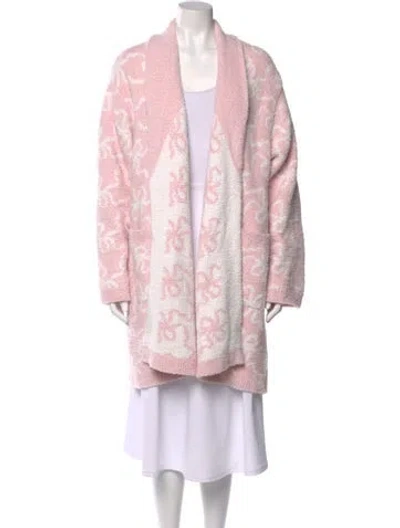 Pre-owned Loveshackfancy Printed Open Front Sweater In Pink