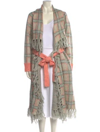 Pre-owned Loveshackfancy Printed Open Front Sweater W/ Tags In Green