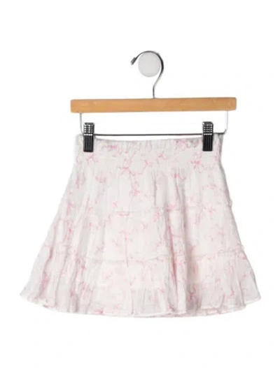Pre-owned Loveshackfancy Babies' Printed Pleated Accent Skirt In Pink/white