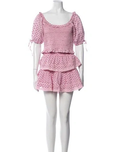 Pre-owned Loveshackfancy Printed Raw-edge Trim Skirt Set In Pink